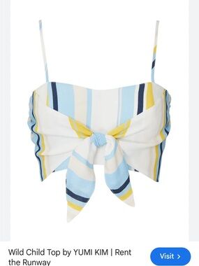 Yumi Kim Pastel Blue, White & Yellow Striped Tie-Front Camisole